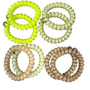 Set of Spiral Hair Ties in Yellow, Cream, and Brown teleties bundle lot